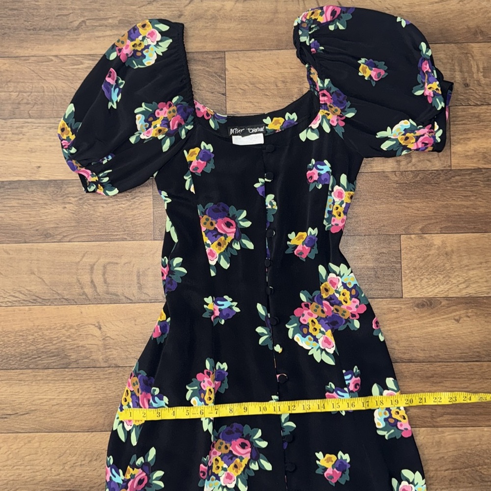 Betsey Johnson For Lew Magram Vintage Dress Size Small 90s Does 40s Puff Sleeve - Picture 12 of 16